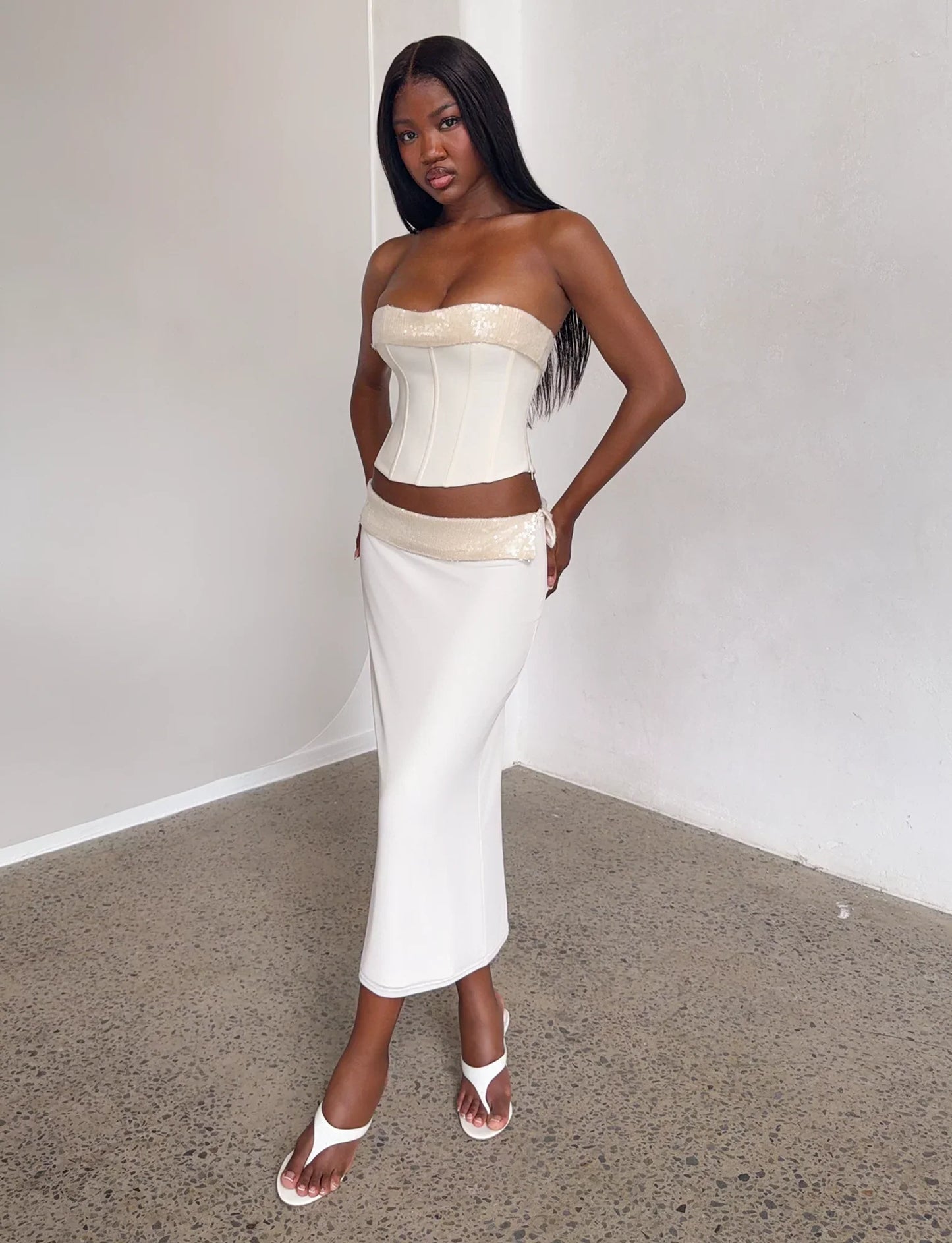 CHARLYZE MIDI SKIRT CREAM