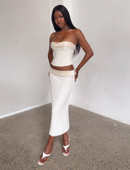 CHARLYZE MIDI SKIRT CREAM