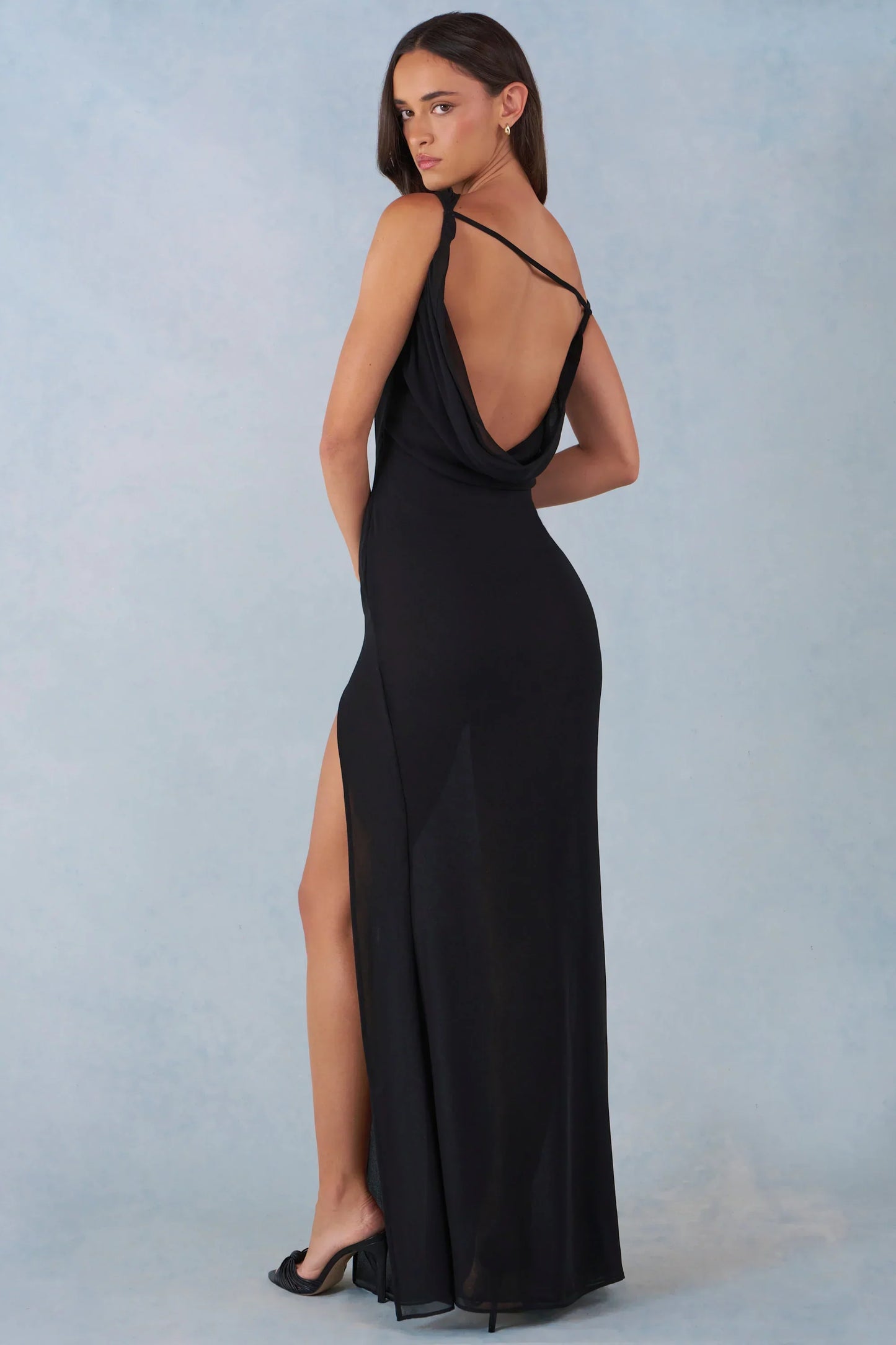 One Shoulder Maxi Dress in Black