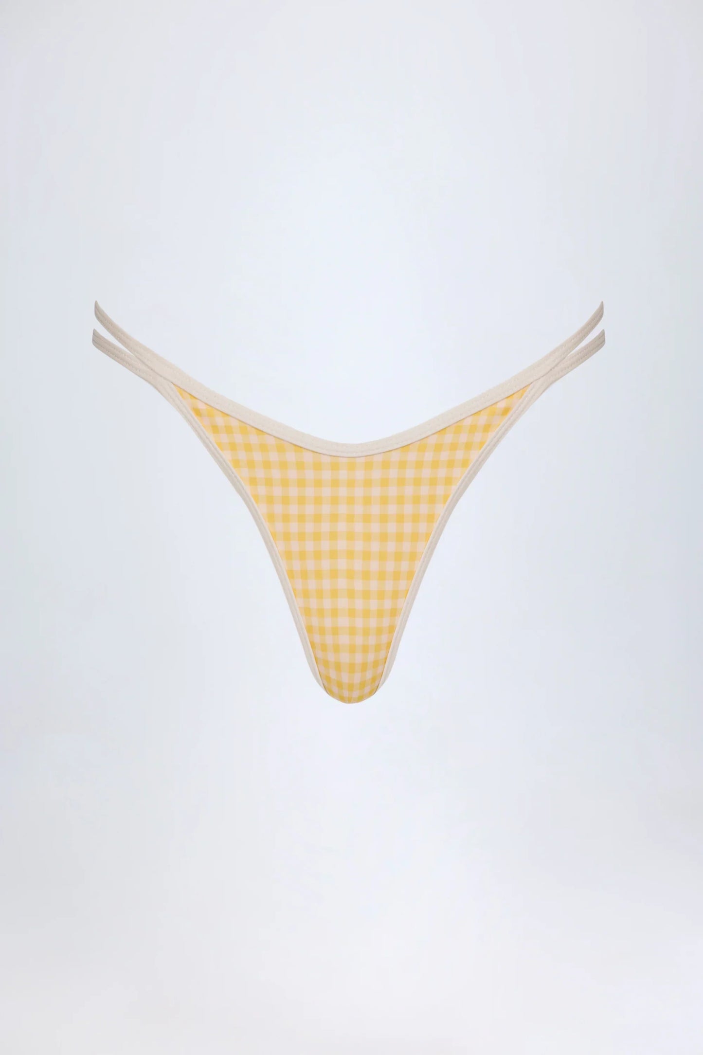 Double Strap Cheeky Bikini Bottoms in Yellow Gingham