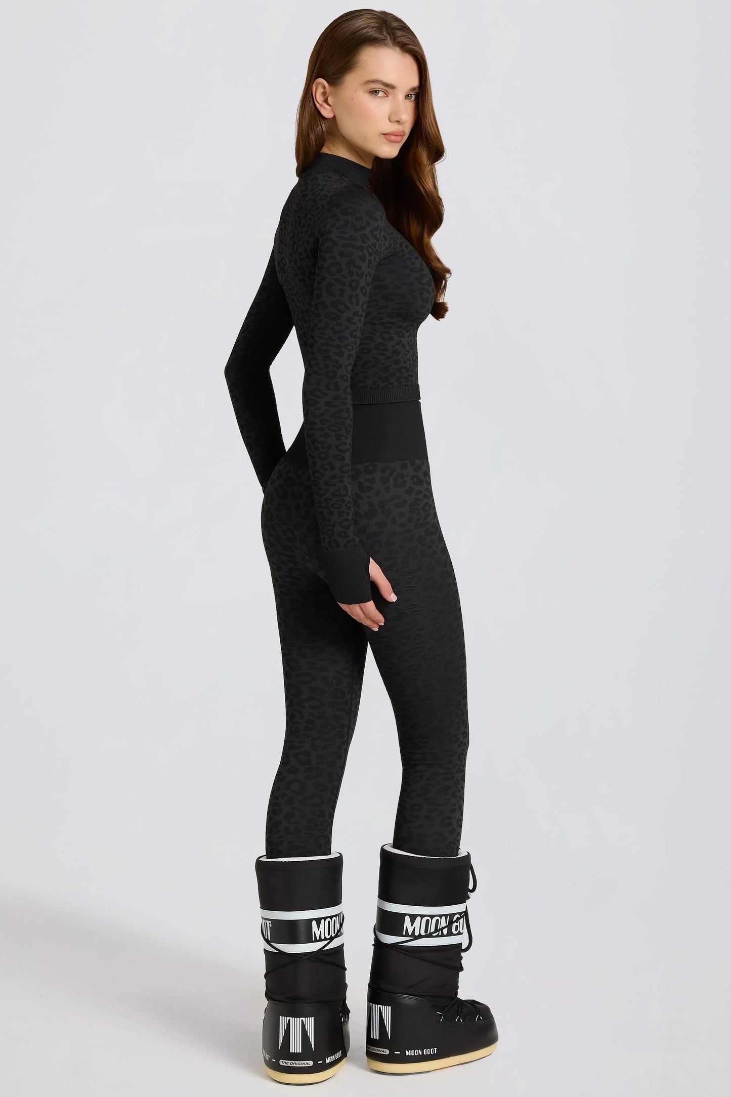 Thermal Base Layer Leggings in Black Leopard
