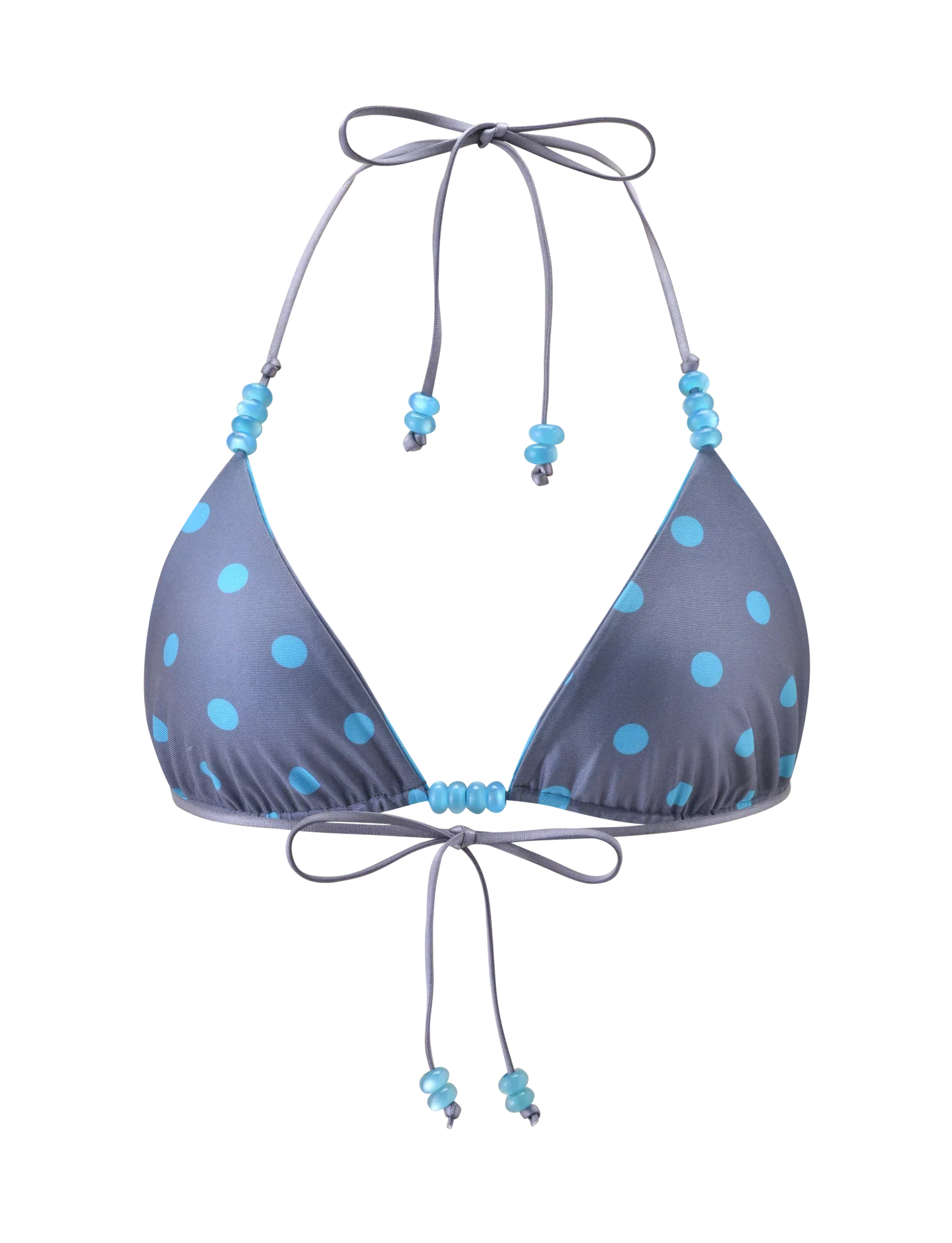 FINLEA REVERSIBLE BIKINI TOP BLUE GREY DOT AND STRIPE