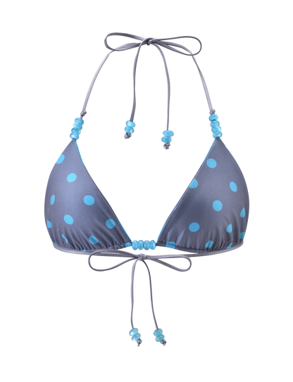 FINLEA REVERSIBLE BIKINI TOP BLUE GREY DOT AND STRIPE