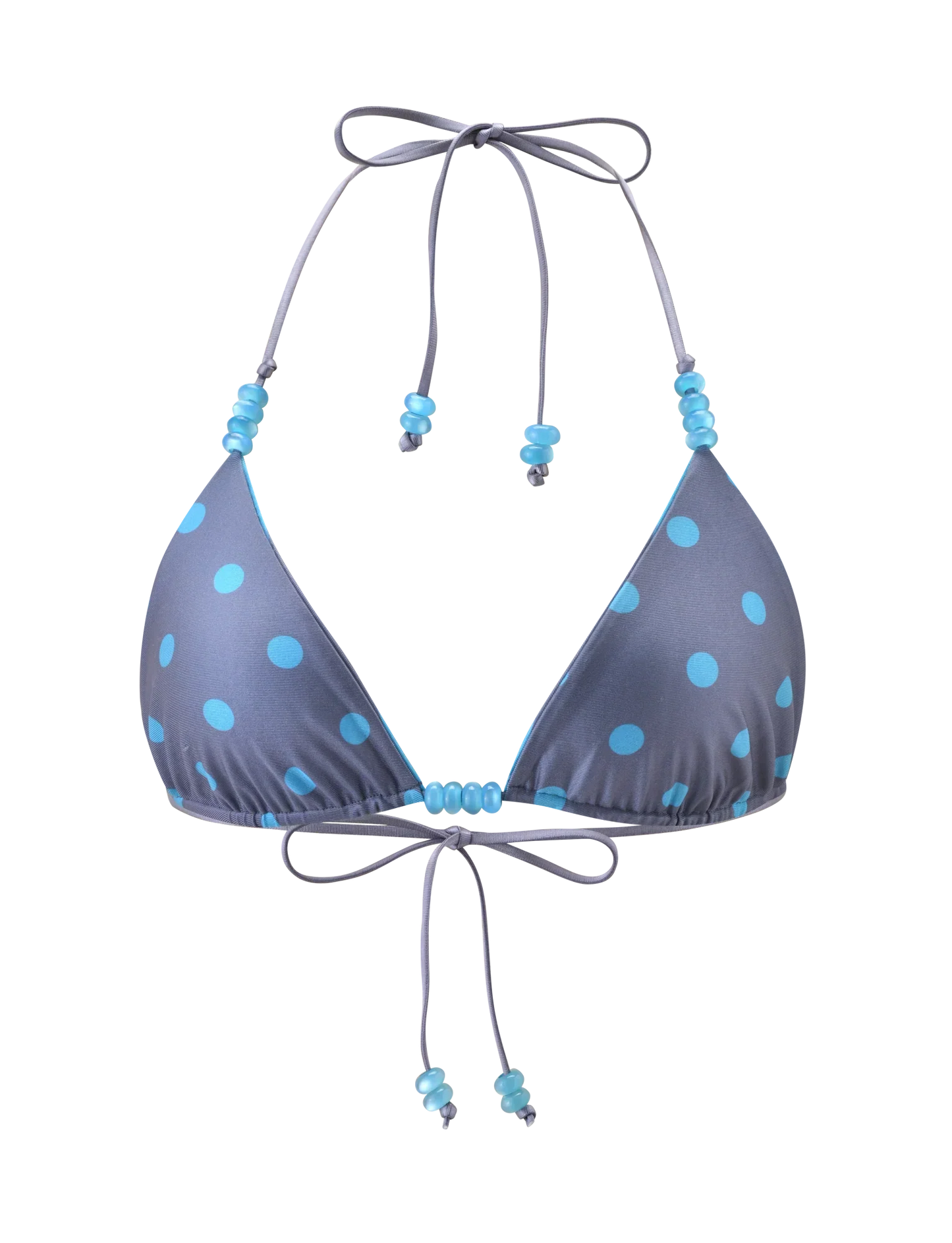FINLEA REVERSIBLE BIKINI TOP BLUE GREY DOT AND STRIPE