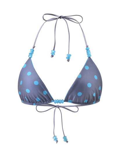 FINLEA REVERSIBLE BIKINI TOP BLUE GREY DOT AND STRIPE