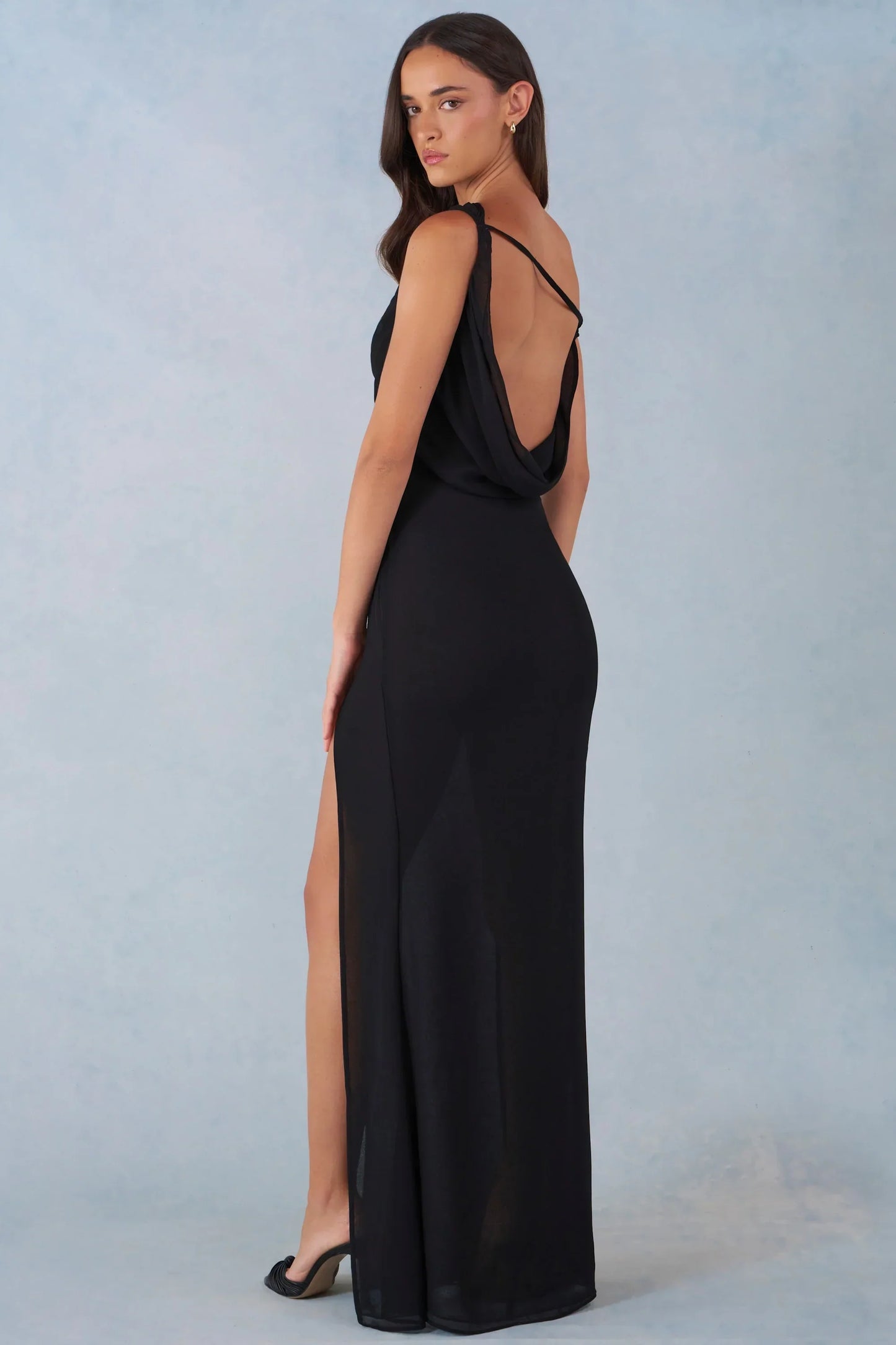 One Shoulder Maxi Dress in Black