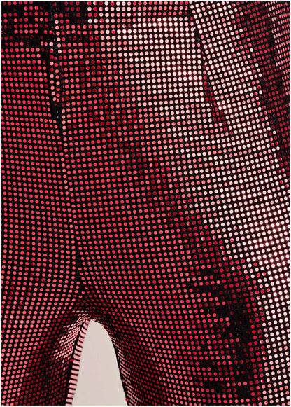 Sequin Flare Leg Pants Red Black