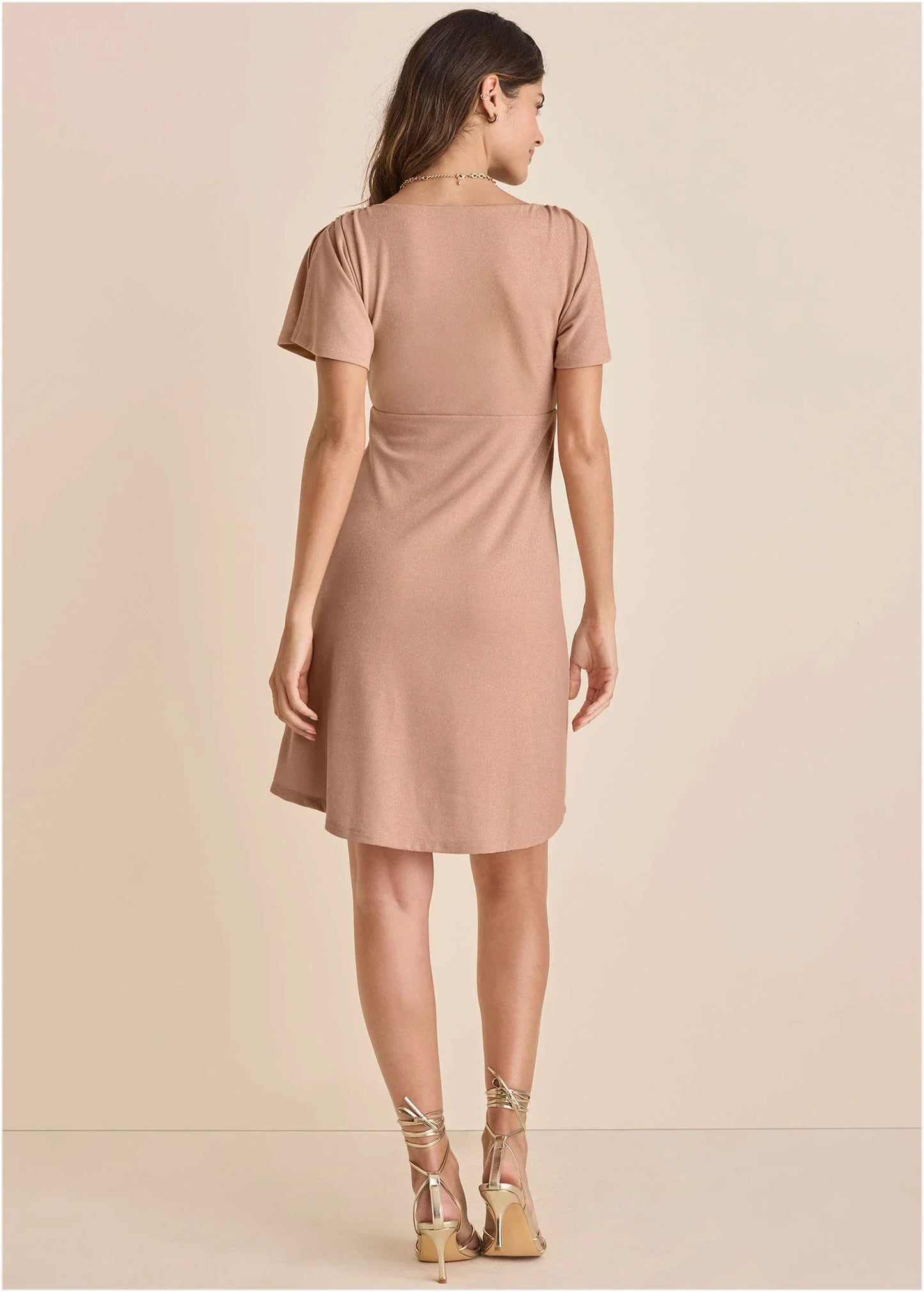 Glitter Mini Dress Champagne Blush