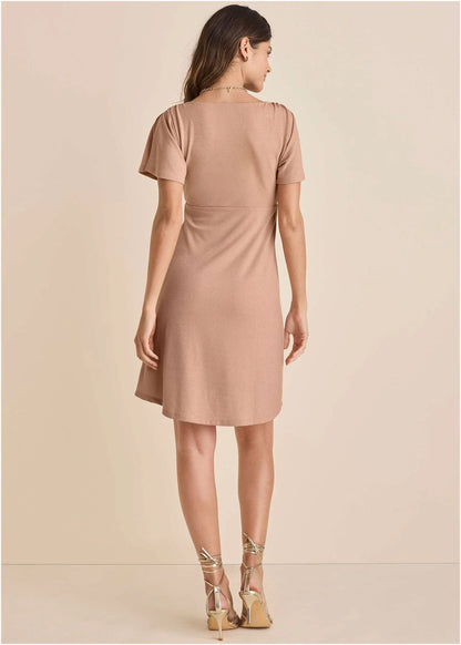 Glitter Mini Dress Champagne Blush
