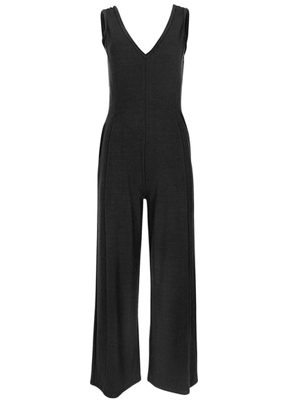 Relaxed V Neck Jumpsuit Jet Black
