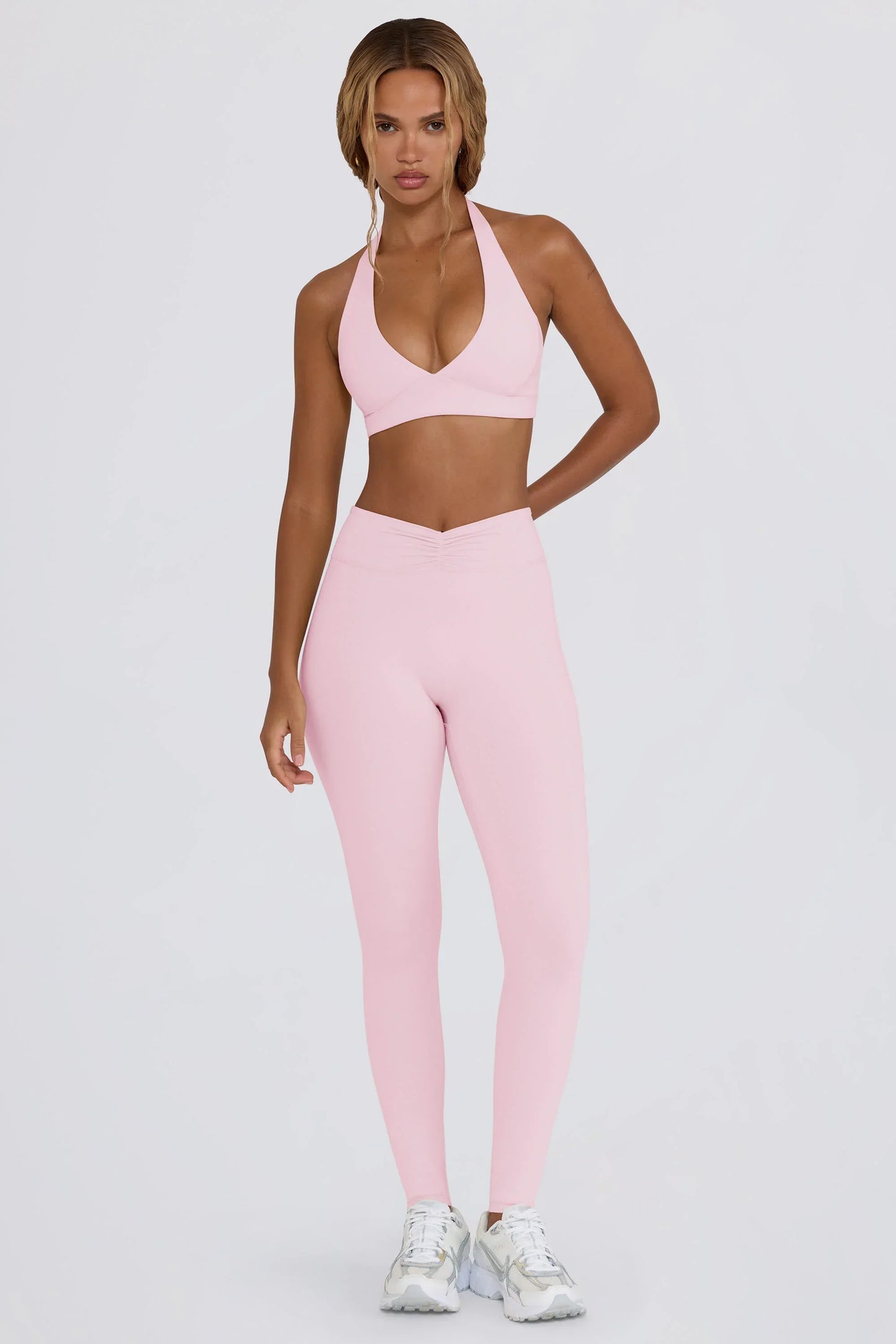 Brushed Jersey Ruched Mid Rise Leggings in Bloom
