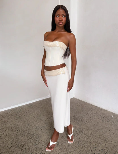 CHARLYZE MIDI SKIRT CREAM