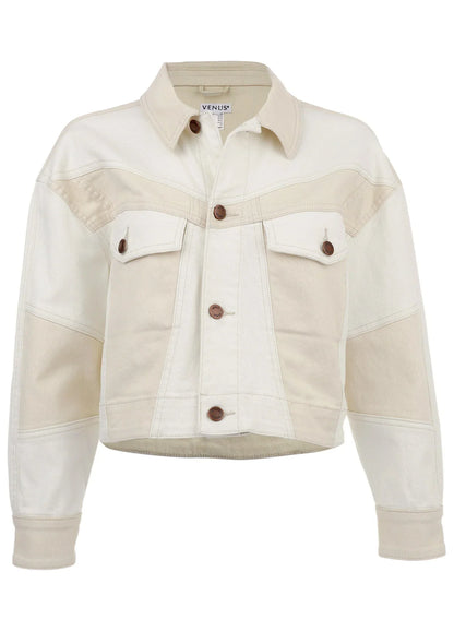 Patchwork Denim Jacket Whisper White Turtledove Combo