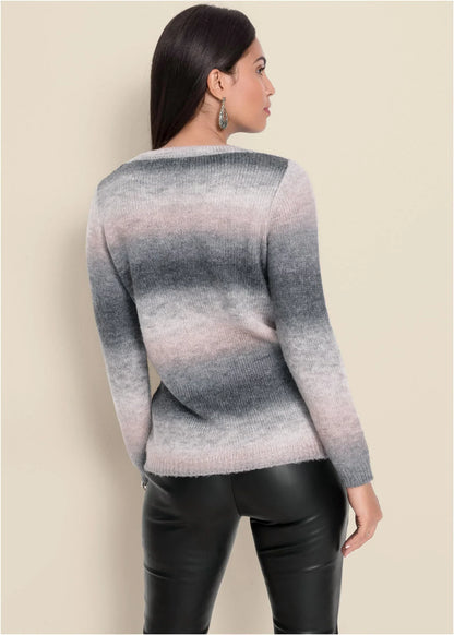 Ombre Stripe Sweater Pink Black
