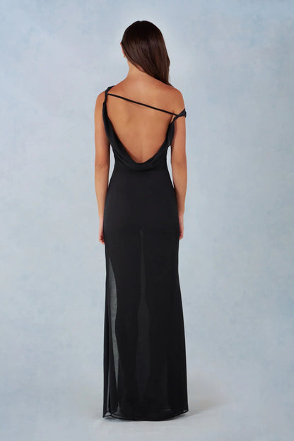 One Shoulder Maxi Dress in Black