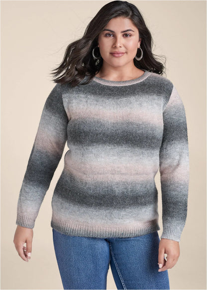 Ombre Stripe Sweater Pink Black