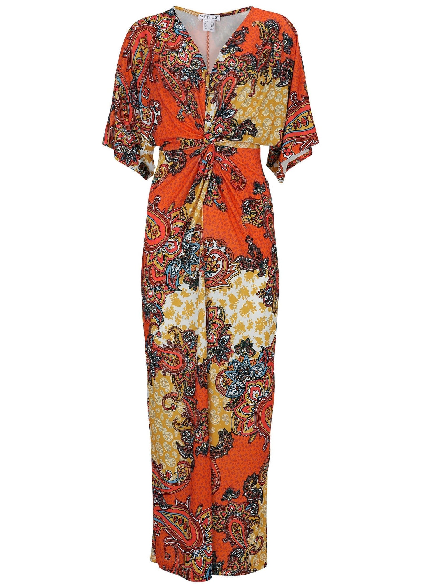Twist Front Maxi Dress Orange Multi
