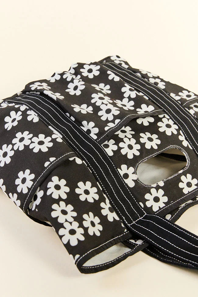 Daisy Daydreams Black Canvas Tote
