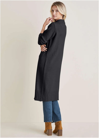 Button Detail Duster Jet Black